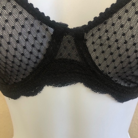 Free People Black Mid Week Dotted Mesh Underwire Bra Size 32D - Picture 4 of 12